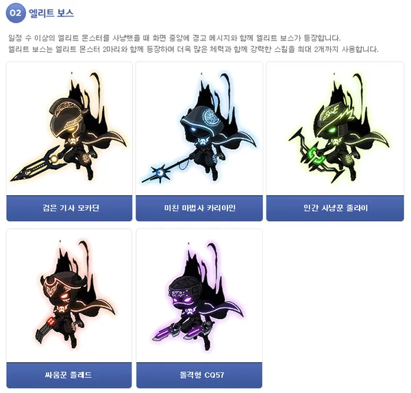 메이플스토리의 '엘리트 보스'들.